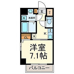 プランドール名駅 1Kの間取図画像