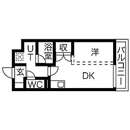 AXIA八熊 1DKの間取図画像