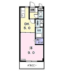 リヴィエール下米野 1DKの間取図画像
