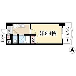 現代ハウス新栄 1Kの間取図画像