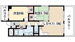 ロジェ新栄南 2LDKの間取図画像
