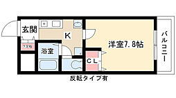 クレスト一社 1Kの間取図画像