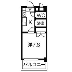 シャンポール大須 1Kの間取図画像