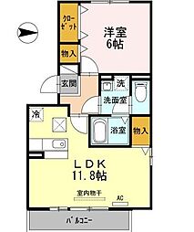 セジュール法華 1LDKの間取図画像