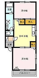 コーポセントラルビレッジ2 2DKの間取図画像