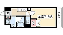 アマーレ葵 1Kの間取図画像