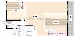 グレース上社 2LDKの間取図画像