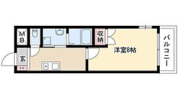 ベルコリーヌ瑞穂 1Kの間取図画像