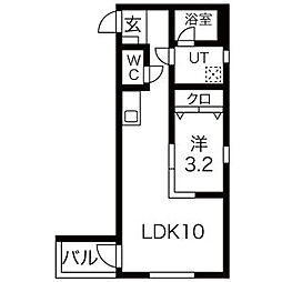 Neo港楽 1LDKの間取図画像