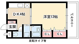 ビューティ武田 1DKの間取図画像