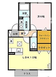 シンセリティB 1LDKの間取図画像
