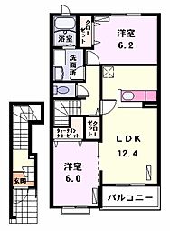 カルムメゾン 2LDKの間取図画像