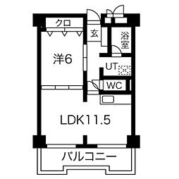 シャンボール白川公園 1LDKの間取図画像