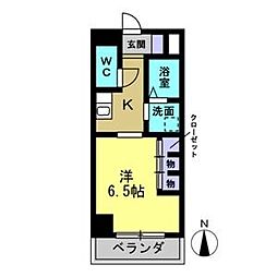 エグゼ原 1Kの間取図画像