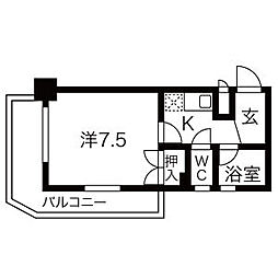 グリーン藤 1Kの間取図画像
