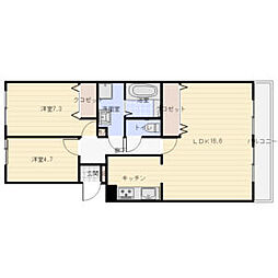 パーク・ノヴァ藤ヶ丘南 2LDKの間取図画像