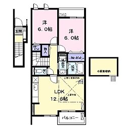 グランディール西囲D 2LDKの間取図画像