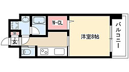 メルカーサ泉 1Kの間取図画像