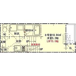 ハーモニーテラス二ツ橋 1SKの間取図画像