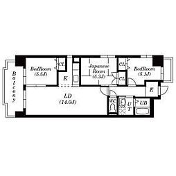 ユーハウス鶴舞2 3LDKの間取図画像