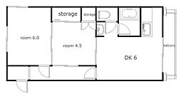Court本陣 2DKの間取図画像