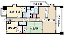 CASSIA旭丘 3LDKの間取図画像