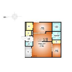 名古屋市守山区八反アパート 2LDKの間取図画像