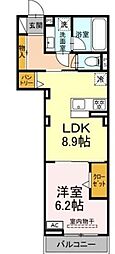 Unora 1LDKの間取図画像