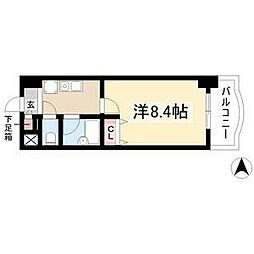 現代ハウス新栄 1Kの間取図画像