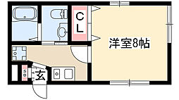 コートヤード伊勝 1Kの間取図画像