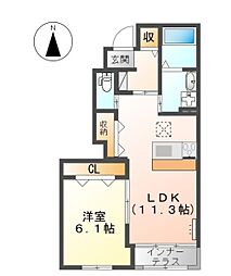 セリョン 1LDKの間取図画像
