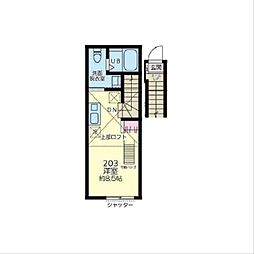 シャテーニュ東林間 2階ワンルームの間取り