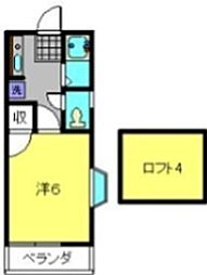 エトワール井上II 1階1Kの間取り
