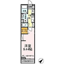 ソフィアII 3階1Kの間取り