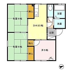 シティパル古淵 2階3DKの間取り