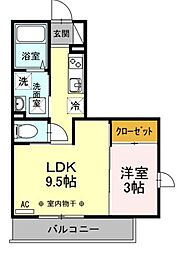ファーストステージ小田急相模原 1階1LDKの間取り