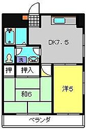 サンハイム 4階2DKの間取り