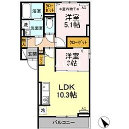 シャトレー町田 2LDKの間取図画像