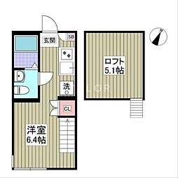 ヴィルナタル ワンルームの間取図画像
