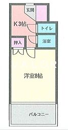 林マンション 1Kの間取図画像