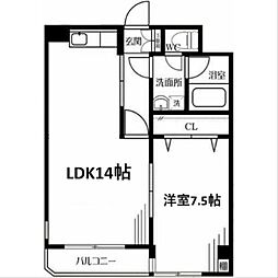 メゾンドA2 1LDKの間取図画像