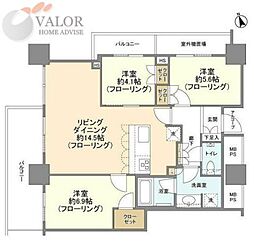 ステーションスカイタワー小田急相模原 3LDKの間取図画像