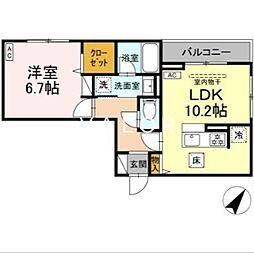 町田市中町3丁目アパート 1LDKの間取図画像