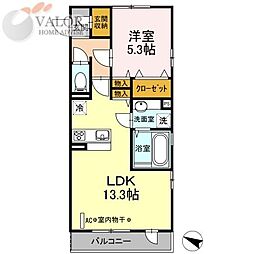 トレゾア 1LDKの間取図画像