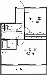 ウィング玉川 1DKの間取図画像