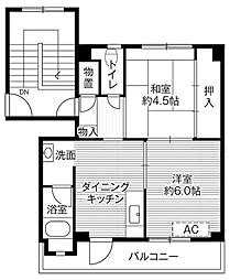 ビレッジハウス津沢1号棟 1LDKの間取図画像