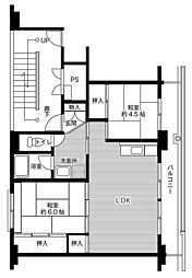ビレッジハウス佐野菊川2号棟 2LDKの間取図画像