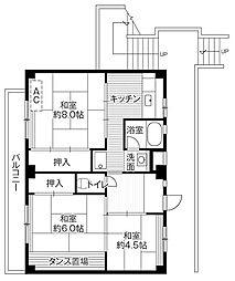 ビレッジハウス大谷2号棟 3DKの間取図画像