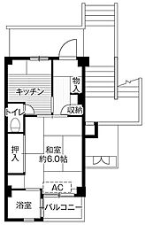ビレッジハウス鎌倉4号棟 1Kの間取図画像