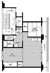 ビレッジハウス八田1号棟 2LDKの間取図画像